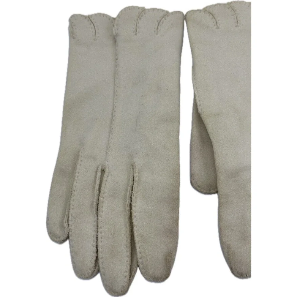 Vtg Crescendoe‎ Ladies Cream Dress Gloves Sz 6.5 Costume Women's Core Off White